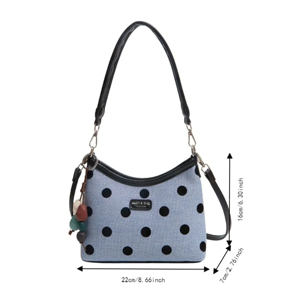Fashion Polka Dot Tote Bag Large Capacity with Pendant Bucket Bag Women's Shoulder Bags Daily Commuting