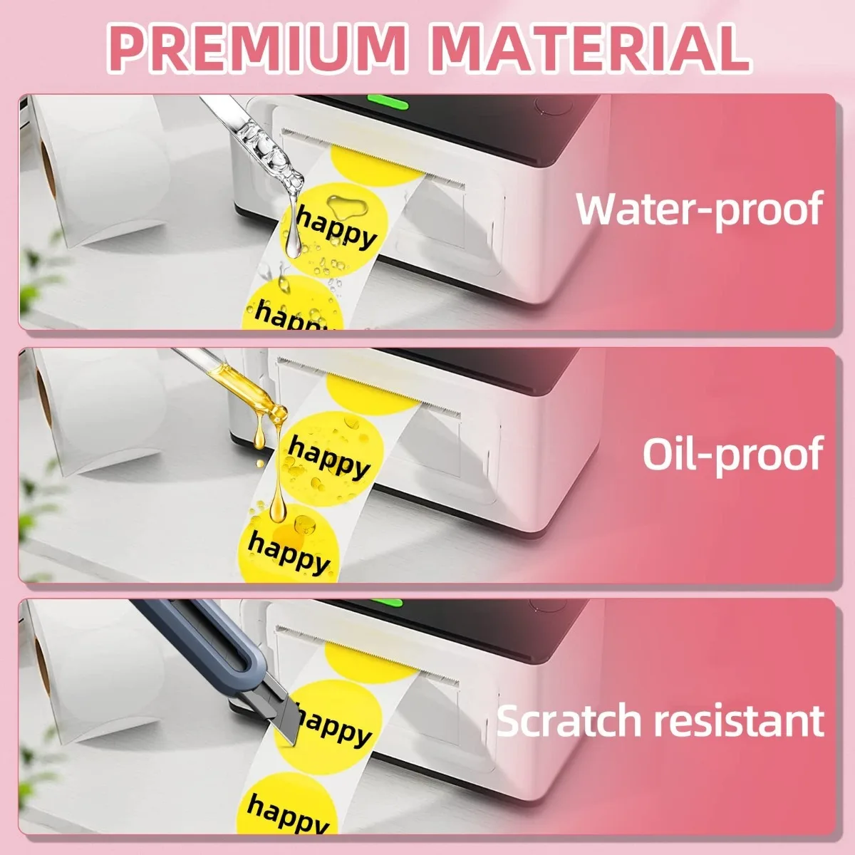 الملصقات الحرارية الدائرية الملونة مناسبة للاستخدام المنزلي والمكتبي، وملصقات العناوين، وبريد الملابس، وما إلى ذلك