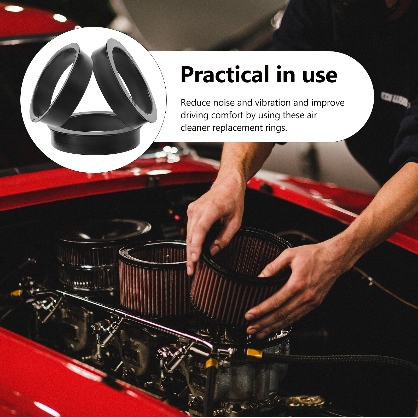 

Комплект из 3 резиновых адаптерных колец для сменных фильтров: улучшение эффективности и производительности впуска двигателя