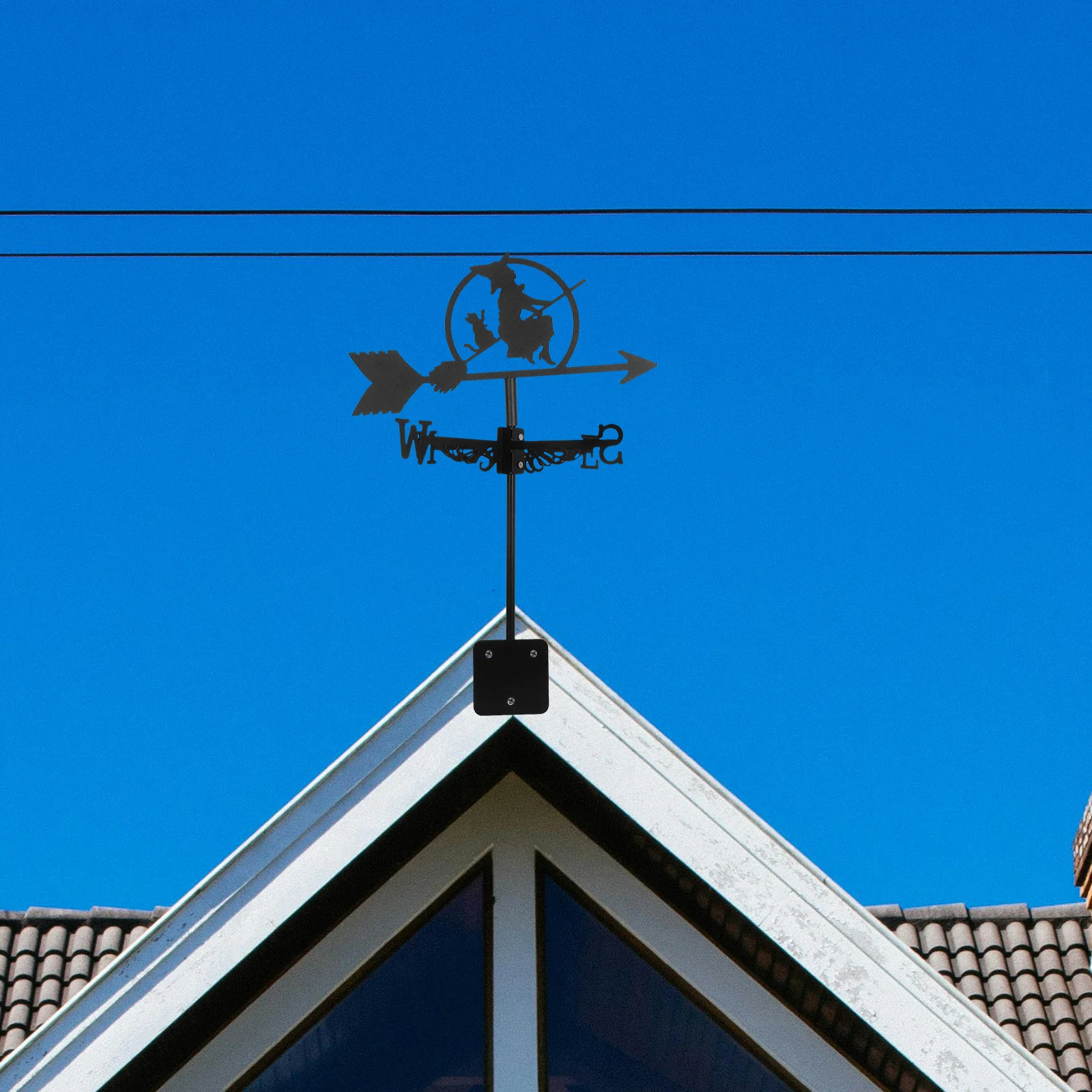 

Witch Wind Vane Roof Mount Metal naments for Yard Farmhouse Decorative Weather Vane Adjustable Flying Cat Retro Antenna Fence