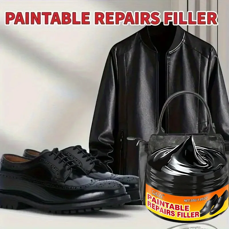 Black Faux Leather Repair Wax, fixes fading, renews shoes, fast repair, creates smooth long-lasting shine