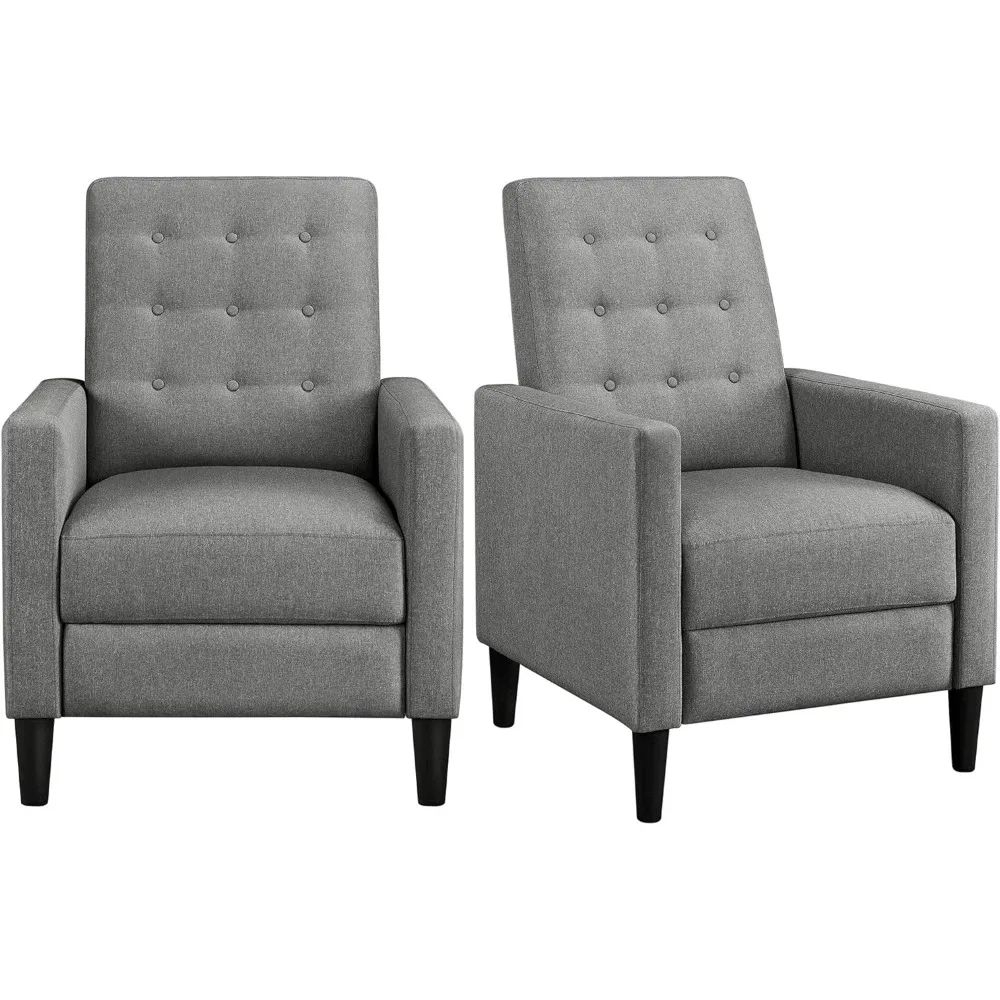 

mid-century modern fabric recliner chair: adjustable single sofa with plush seat cushion and tufted upholstery