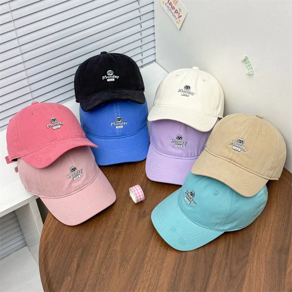 

Детская бейсбольная кепка ярких цветов в корейском стиле, быстросохнущая детская летняя шляпа от солнца с вышивкой букв, милая кепка с защитой от УФ-лучей для девочек