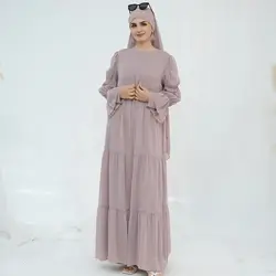 Sweet Hijabi Suit Chiffon Abaya Dress Set-Long Sleeves Lined Dress, Sheer Tiered Open Abaya, Ramadan Eid Party Muslim Women Sets