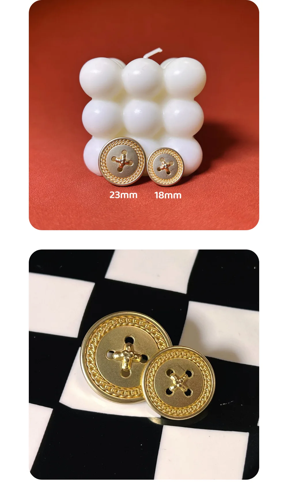 10 Stück goldene Metallknöpfe für Kleidung, Hosen, Tasche, DIY, Handwerk, hochwertige dekorative, ausgehöhlte runde Knöpfe, Zubehör – Detail 2