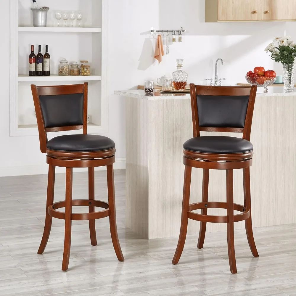 Swivel Pub Height Barstool 29 Inch Seat Height Cherry Set of 1