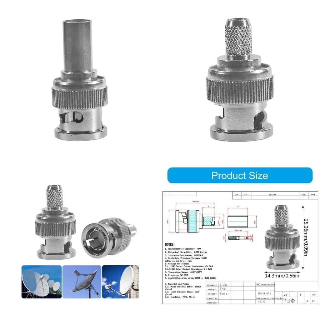 

652F BNC -мужское до RG59 Женское сигнальное разъем повышает компьютерные и офисные подключения эффективно