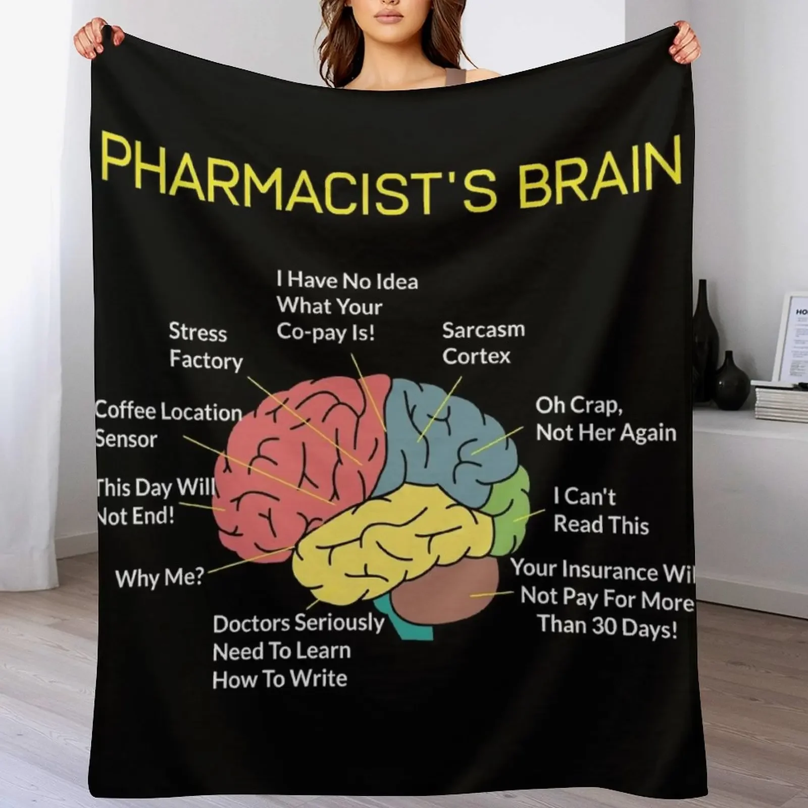 Pharmacist's Brain Funny Pharmacist Pharmacy Tech T-Shirt Throw Blanket Loose For Sofa Thin Blankets