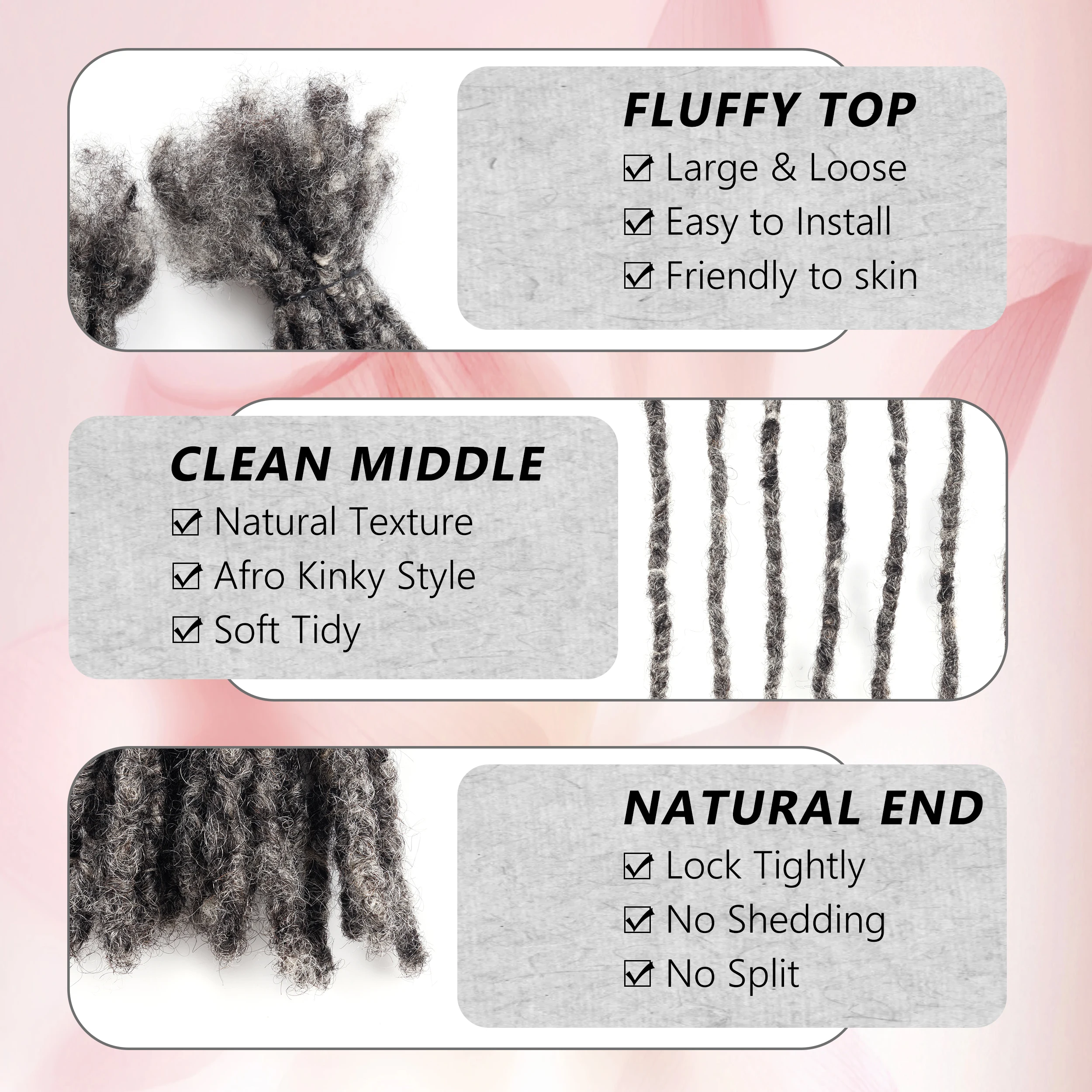 20Strs/Pack 0.6cm Handmade Interlocs Virgin Human Hair Dreadlocks Wholesale Price Manufacturer Customizable Human Hair Extension