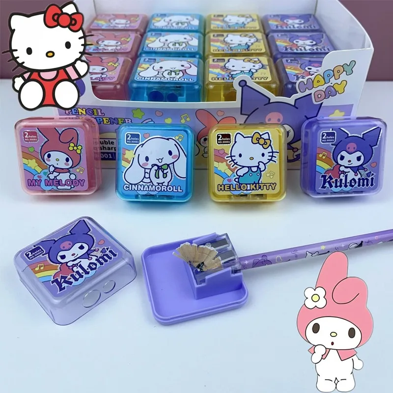 

Sanrio Kuromi Pencil Sharpener Cartoon Hello Kitty My Melody Manual Sharpeners Double Holes Student Learning Stationery Supplies