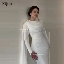 Xijun Ivory Chiffon Mermaid Evening Dresses Cape Sleeves Pleats Long Prom Dresses Formal Wedding Dresses 2025 Women Customized