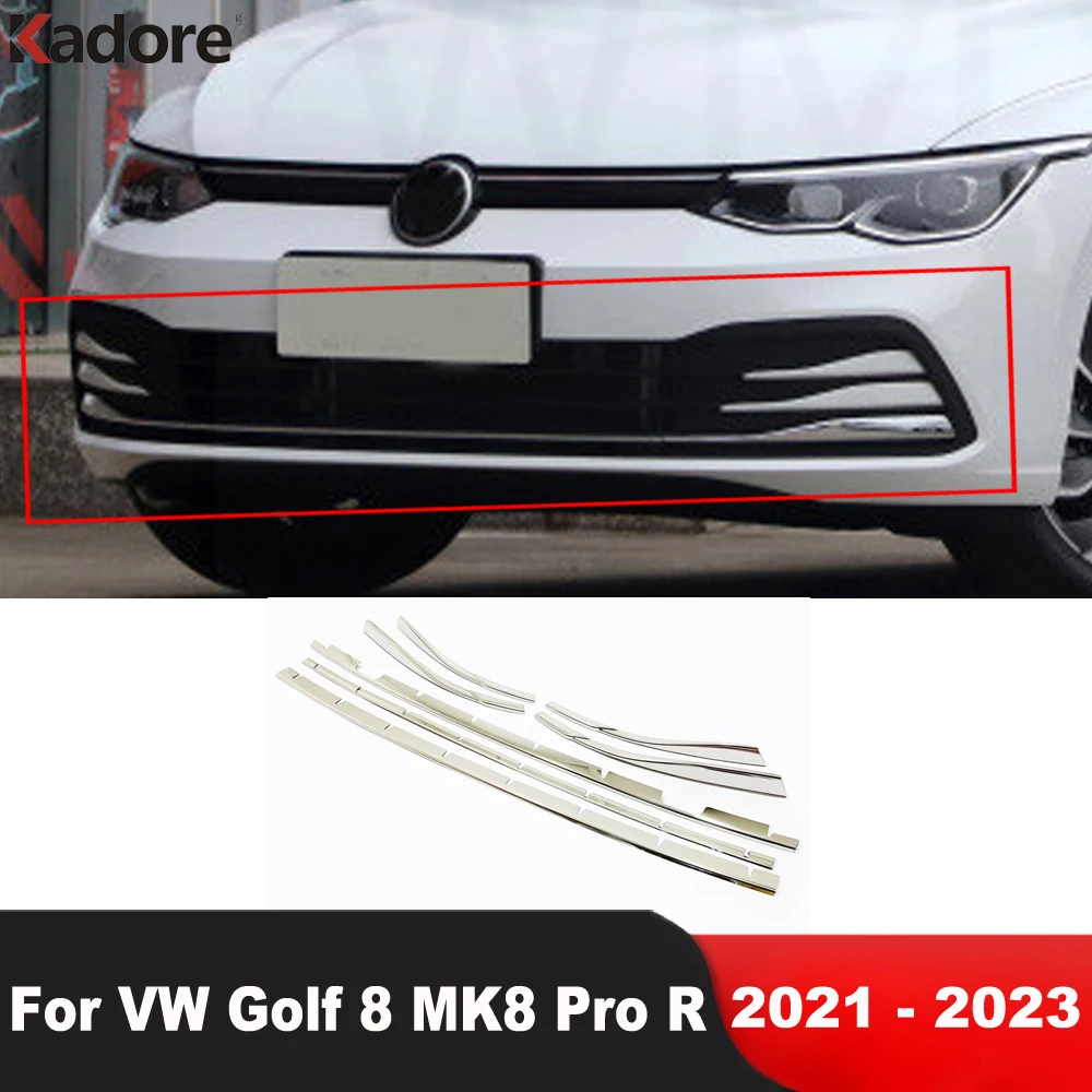 For Volkswagen VW Golf 8 MK8 Pro R 2021 2022 2023 Stainless Front Down Grille Grills Cover Trim Molding Strip Car Accessories