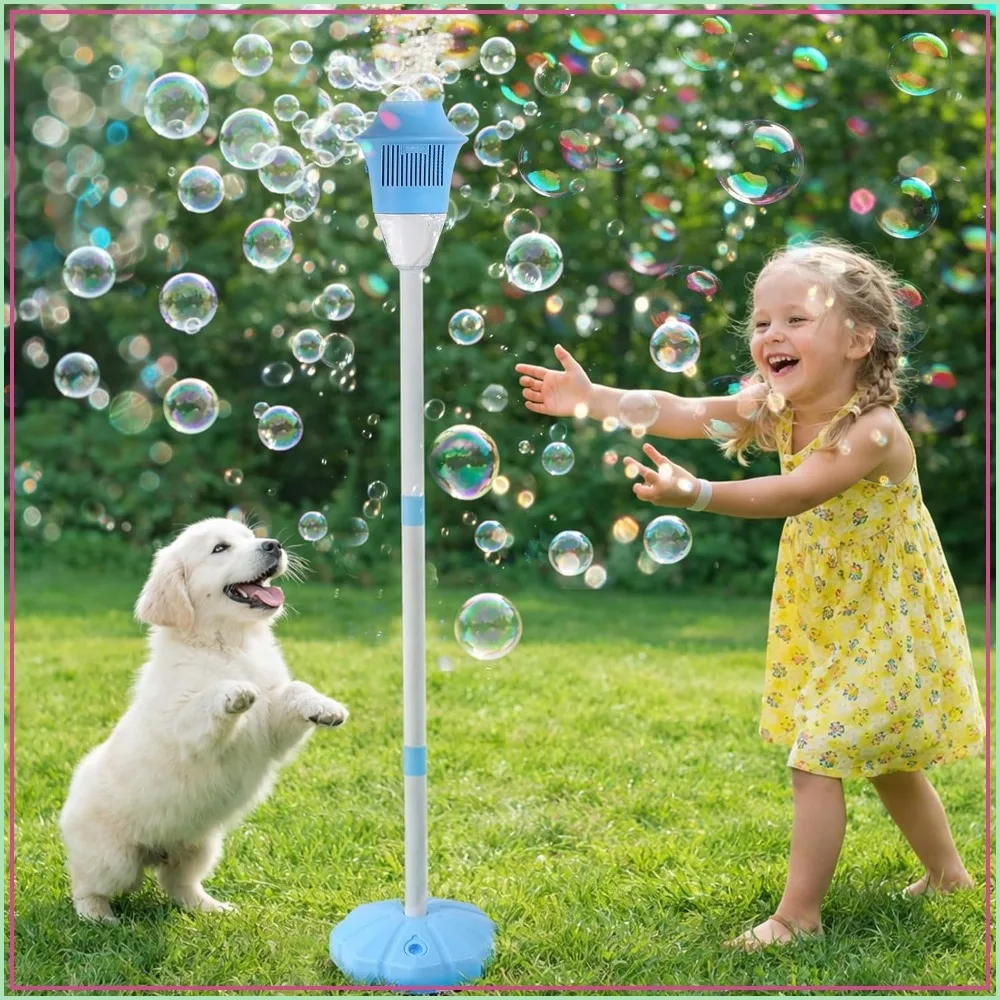 

Automatic Bubble Machine with Light & Music, Height Adjustable 21-47 Inches, Perfect for Birthday & Outdoor Party
