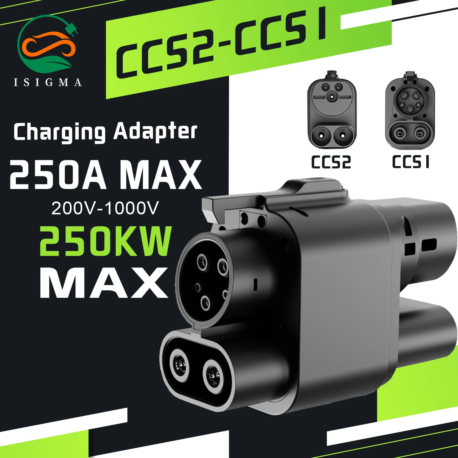 

ISIGMA EV Charger Adaptor AC/DC CCS2 To CCS1 250A 250kW Fast Charging 1000V For Electric Vehicle Cars