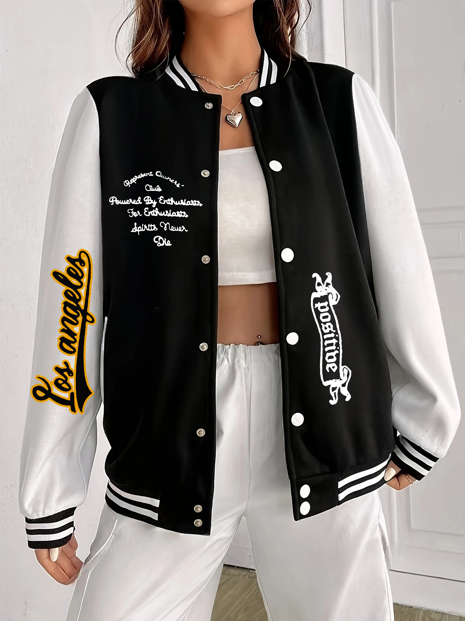 

Женская одежда с изогнутыми художественными персонажами и принтом, свободная бейсбольная форма в стиле хип-хоп, уличные универсальные куртки, осенняя одежда