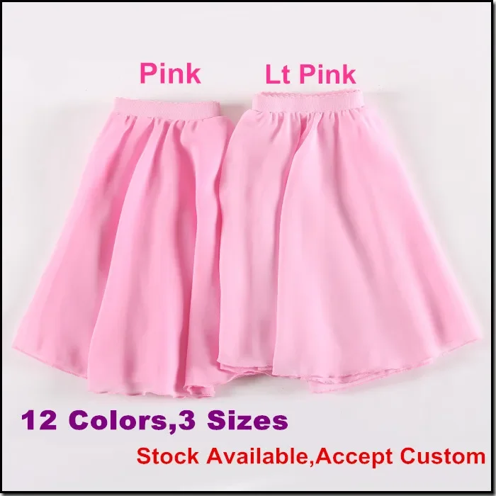 Reinforced Chiffon Imported Elastic 12 Colors 3 Sizes Children's Pull on Skirt Ballet Practice Skirts