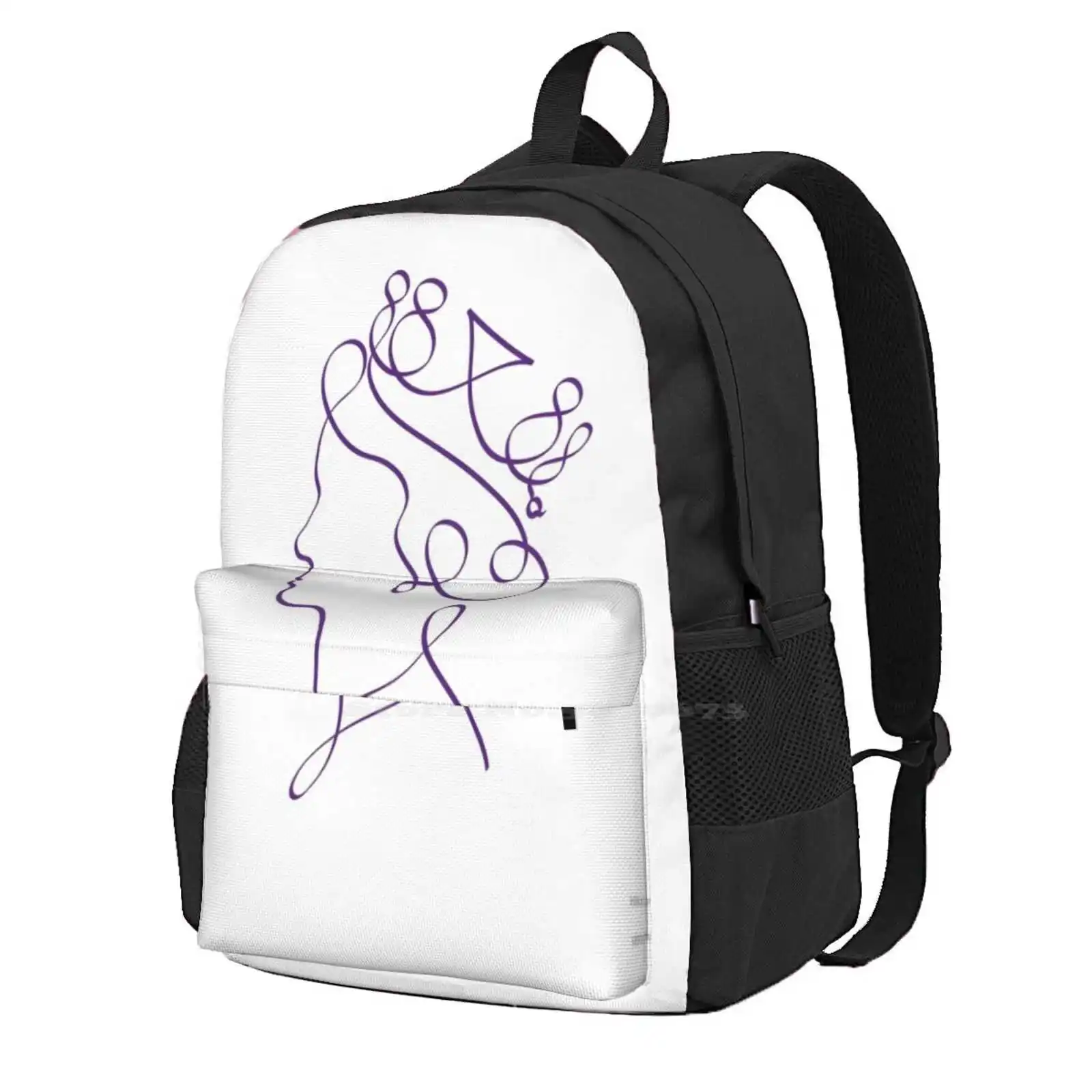 Queen Elizabeth Ii Minimal Line Drawing In Purple School Bags For Teenage Girls Laptop Travel Bags Queen Elizabeth Ii Crown