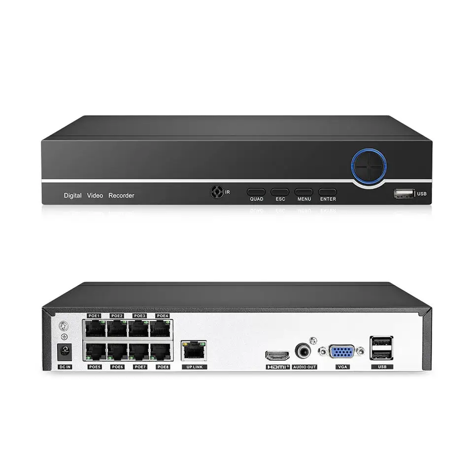 for Smart Security Poe Monitor Nvr 8ch H265 Video Network Video Recorder