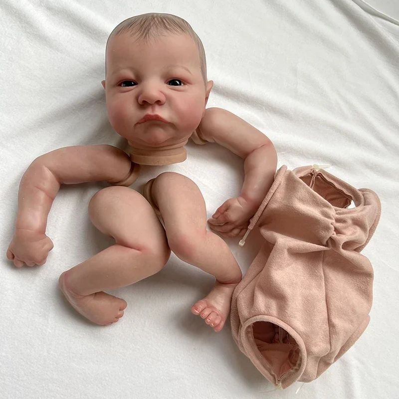 19inch Already Painted Reborn Doll Parts Levi Awake Lifelike Baby 3D Painting with Visible Veins Cloth Body Included