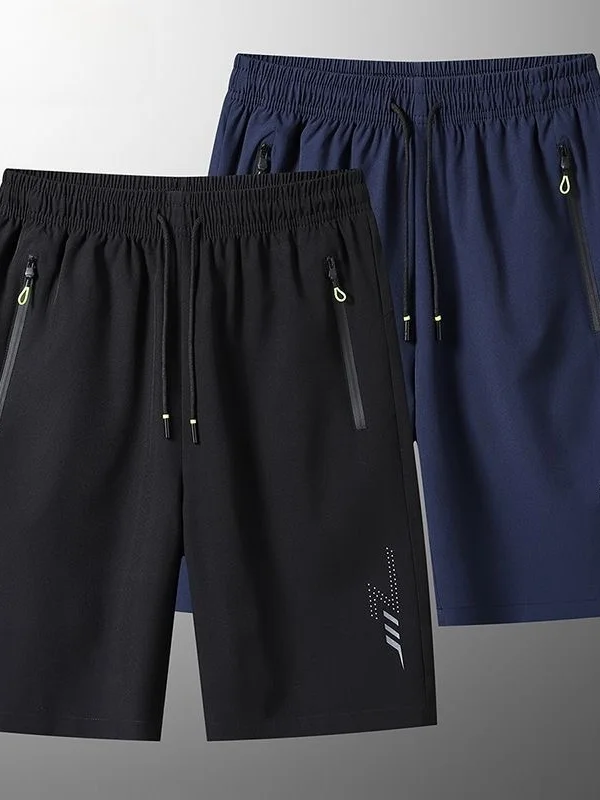 

Ультратонкие мужские летние повседневные брюки из ледяного шелка с быстрой сушкой, спортивные шорты на молнии, прямого кроя, из полиэфирного волокна