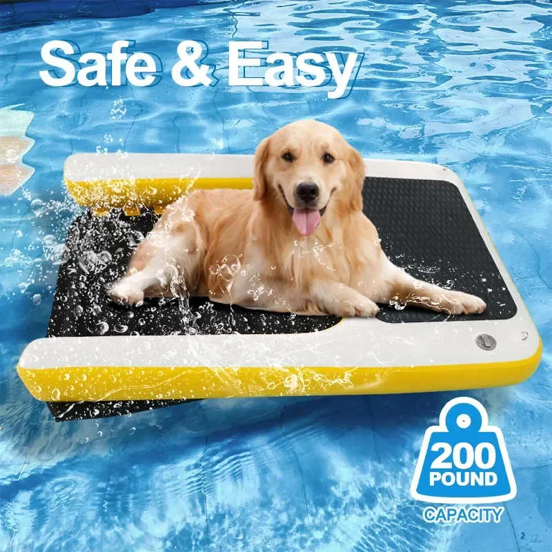 Wholesale High Quality Outdoor Inflatable Pump Plank Climb Platform Ladder Boat Three Size Dog Water Ramp With Non-slip Pad