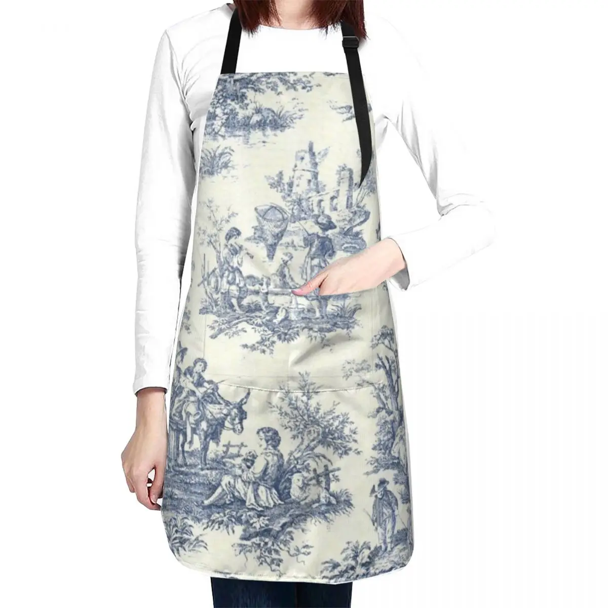 Powder Blue French Toile Picnic Designs Apron Custom Manicurists carpenter Apron