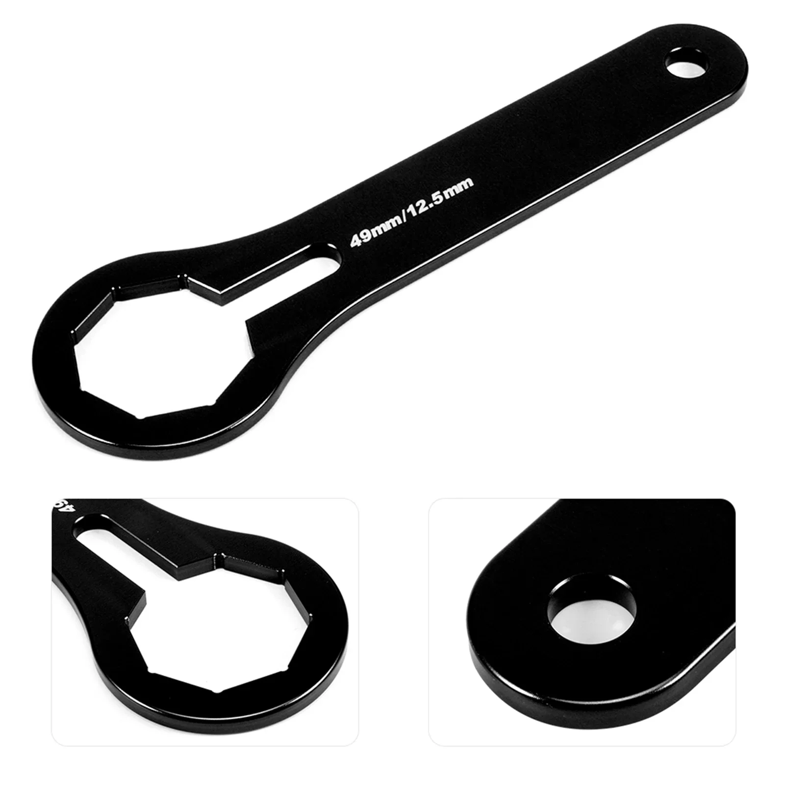 Front Fork Cap Wrench Tool Dual Chamber Shock Damper Adjust Spanner 49mm Fit for YamahaBlack