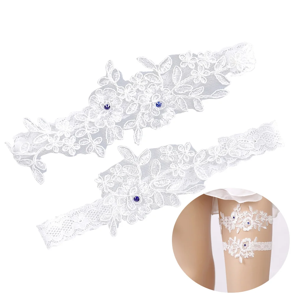 زوج واحد من أربطة الدانتيل للعروس وحفلات الزفاف والزفاف، مادة ممتازة مرنة مناسبة لتزيين وصيفة العروس