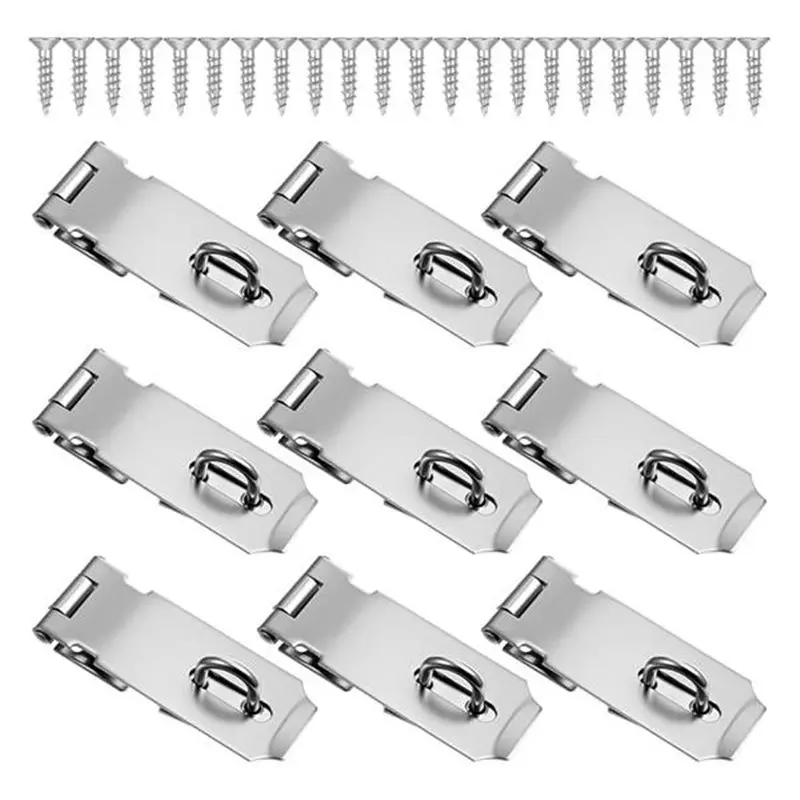 【FITTING】10 PCS Stainless Steel Padlock Hasp Latch, Heavy Duty Security Hasp With Mounting Screws For Doors And Cabinets