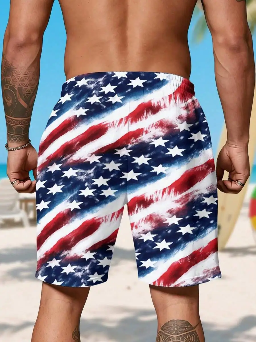 

Mens American Flag Beach Shorts Summer Casual Relaxed Fit Lightweight Quick Dry
