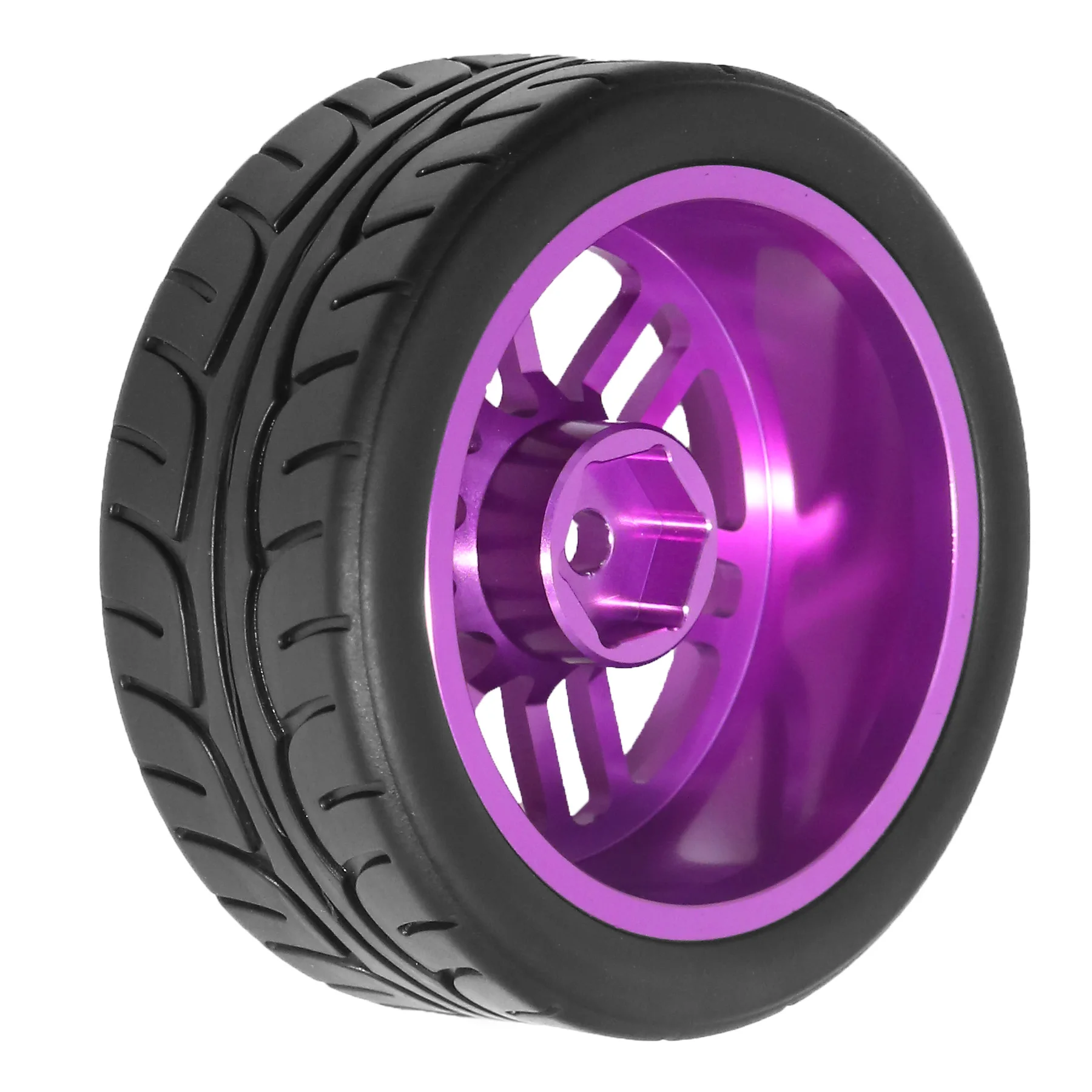 1/10 RCレーシングホイールタイヤメタルホイールリムハブ12mmヘックス（1:10 RC TT01 TT02 XV01 XV02 PTG-2 HSP HPI 京商オンロードカー タミヤ用）