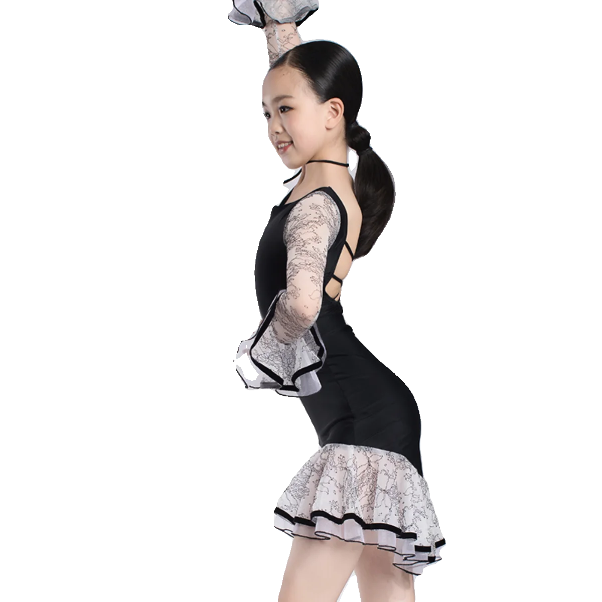 Latin Dance Costume Long Sleeve ChaCha Samba Rumba Performance Dress Bodysuit Skirt Girls Modern Dance Practice Clothes DL10999