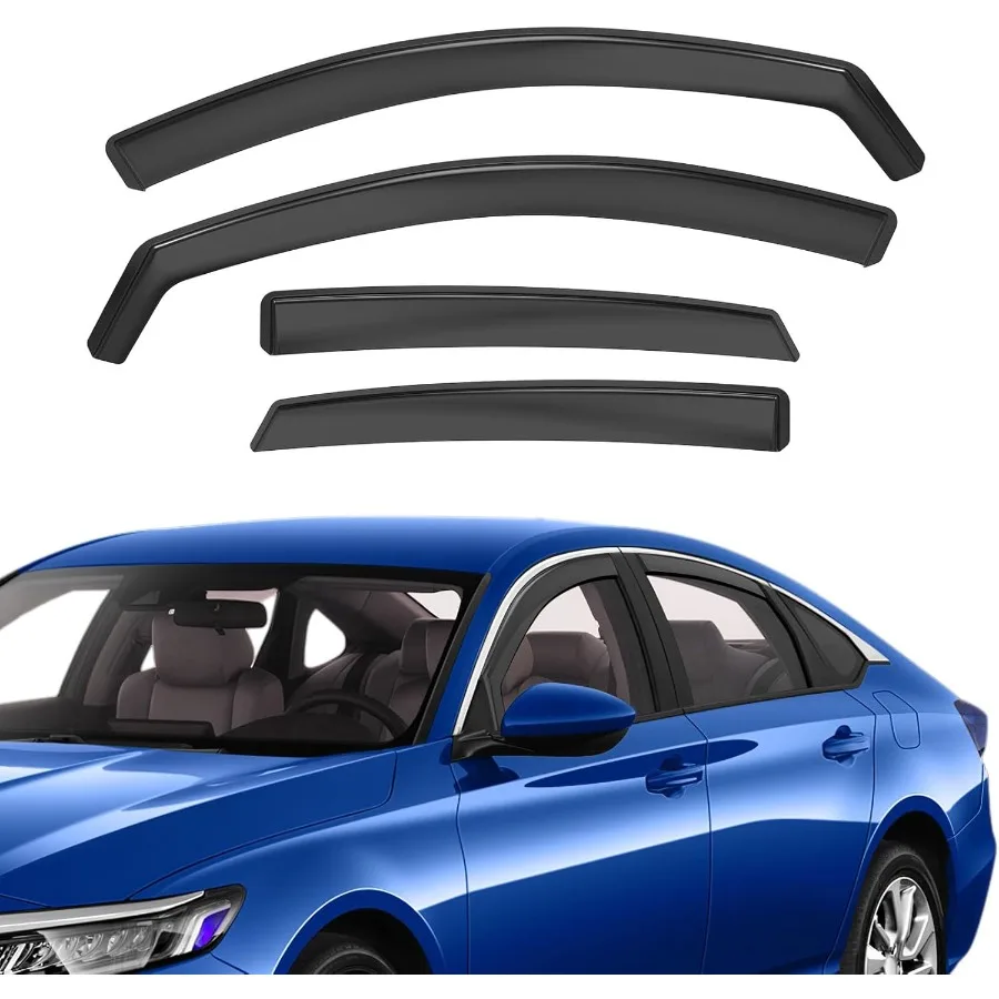 

Дождевики inChannel, совместимые с Honda Accord 20182023, черные дефлекторы окон для боковых окон, небьющийся солнцезащитный козырек с