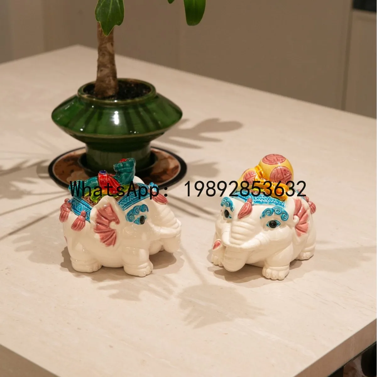 ZZ annual meeting gift set auspicious Sanbao Guochao merchandise handmade home mid-to-high-end ceramic elephant ornament