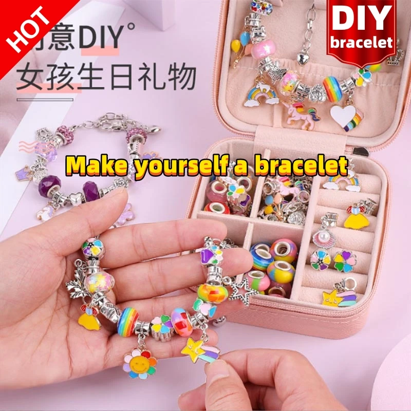 

Diy Handmade Beaded Bracelet for Girls Christmas Valentine Party Birthday Box Making Pendant Kids gifts Toys