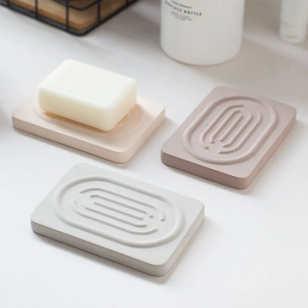 

Fashionable Diatomaceous Earth Bathroom Shelf Absorbent Solid Color Soap Drainage Tray Quick-drying Portable Soap Dish Household