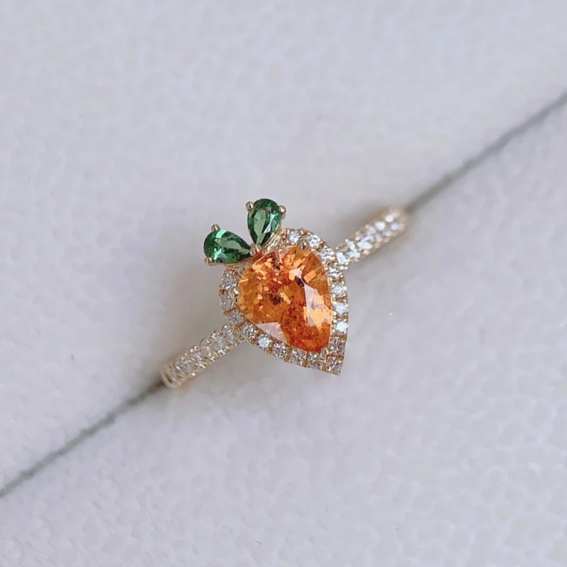 Light luxury carrot rings for women sweet sterling silver 925 inlaid yellow gemstone romantic engagement jewelry girlfriend gift