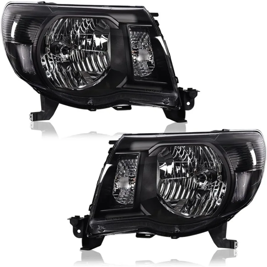 

Headlights Assembly Compatible with Tacoma 20052011 Left and Right Headlamp Units with Clear Lens and Black Housing for Enhanc