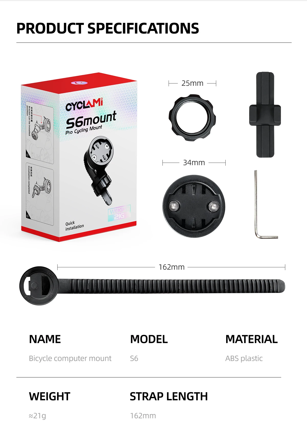 CYCLAMI S6 GPS Fahrradcomputer-Halterung, Scheinwerferhalterung, Rücklicht-Halterung für Lenker, Sattelstütze, Garmin, XOSS, IGPSPORT Zubehör – Detail 7