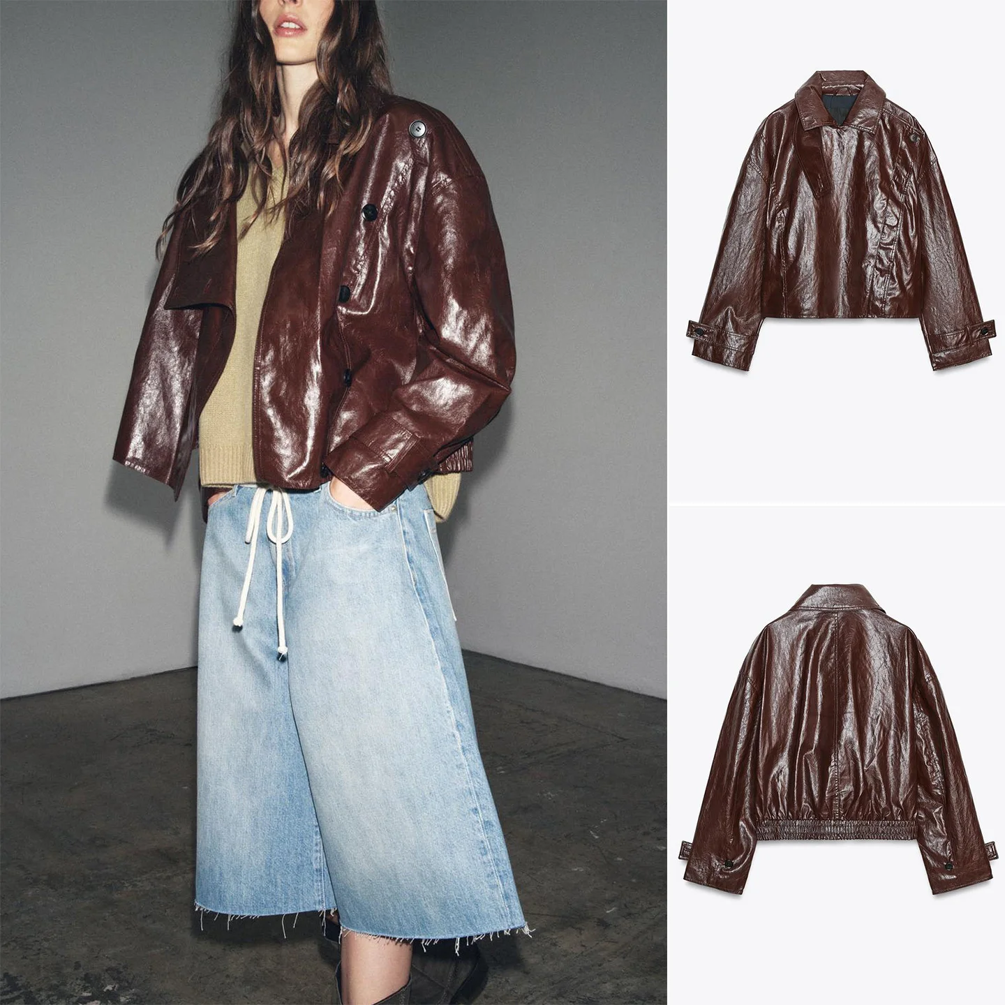 

Топ Lazy Sle Jaet в стиле ретро с длинным воротником Sve iny, новинка осени 2024, женская верхняя одежда из полиэфирного волокна для женщин среднего возраста