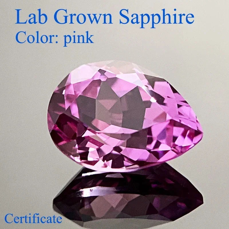 

Top Lab Grown Pear Shaped Sapphire Pink VVS1 Gemstones for Charms Jewelry DIY Making Materials Selectable AGL Certificate