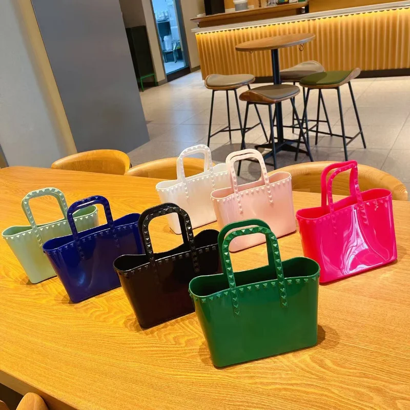 New Multipurpose Colorful Shopping Basket Portable Jelly Bag Basket Storage Basket Candy Empty Beach Bag Picnic Bag Mini Handbag