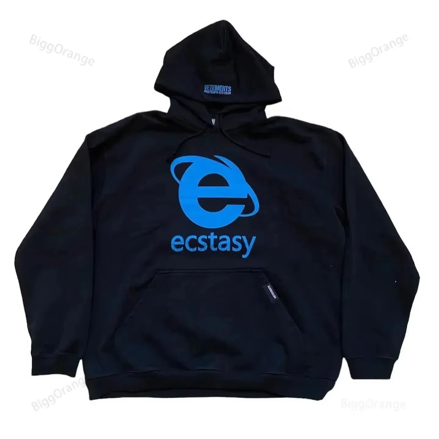 Streetwear Hoodie Ecstasy Letter Graphic Print Pullover Men Y2K Style Oversized Harajuku Sweatshirt Hip Hop Hooded Clothes Women