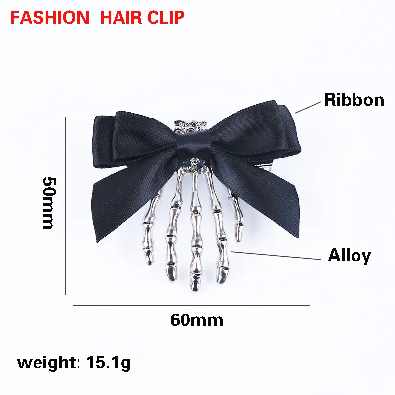 European and American personalized bow skull ghost hand claw hair clip headwear retro duckbill clip back of the head