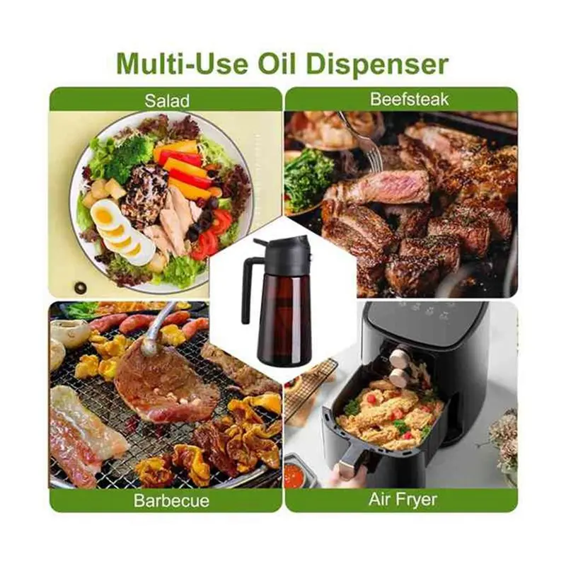 A01F-For Cooking Bottle 16 Oz Dark Glass Lightproof Borosilicate Glass Oil Sprayer Dispenser 2 Pcs For Oliver Oil Bottle