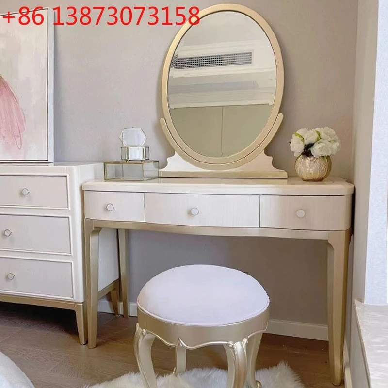American light luxury solid wood dresser chest champagne bedroom white princess makeup desk