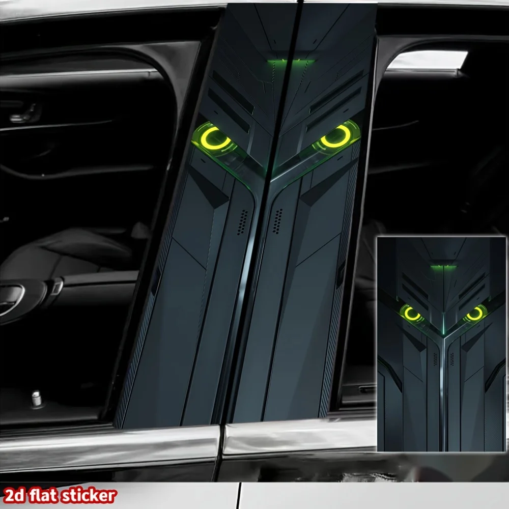 Sci-fi style B-pillar stickers for cars, 2-piece, 2D graphic design, waterproof and scratch-resistant, providing effective