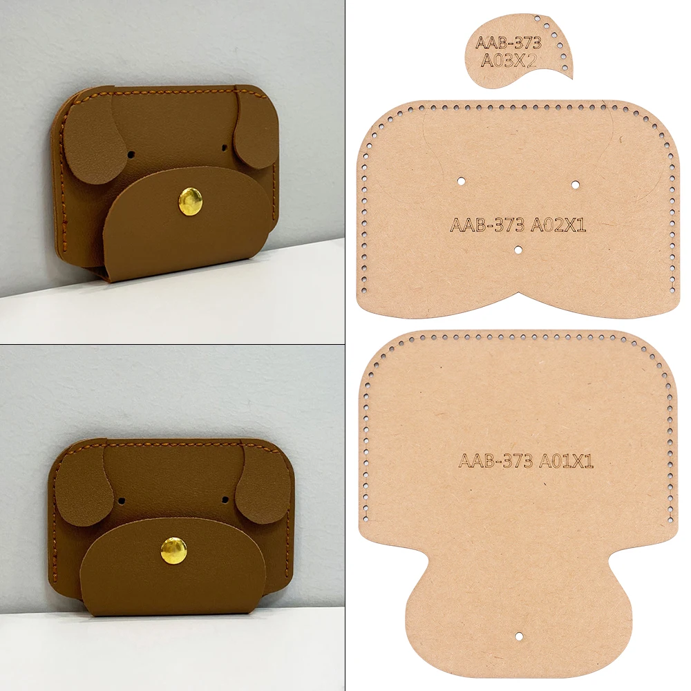 DIY Dog-Shaped Coin Purses Templates, Kraft Paper Making Stencils of Sewing Mini Wallet Bags
