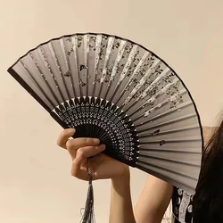 Bamboo Antique Folding Fan Chinese Style Fan Summer Female Dance Fan Portable Elegent Flower Hand Held Fan Exquisite Gifts