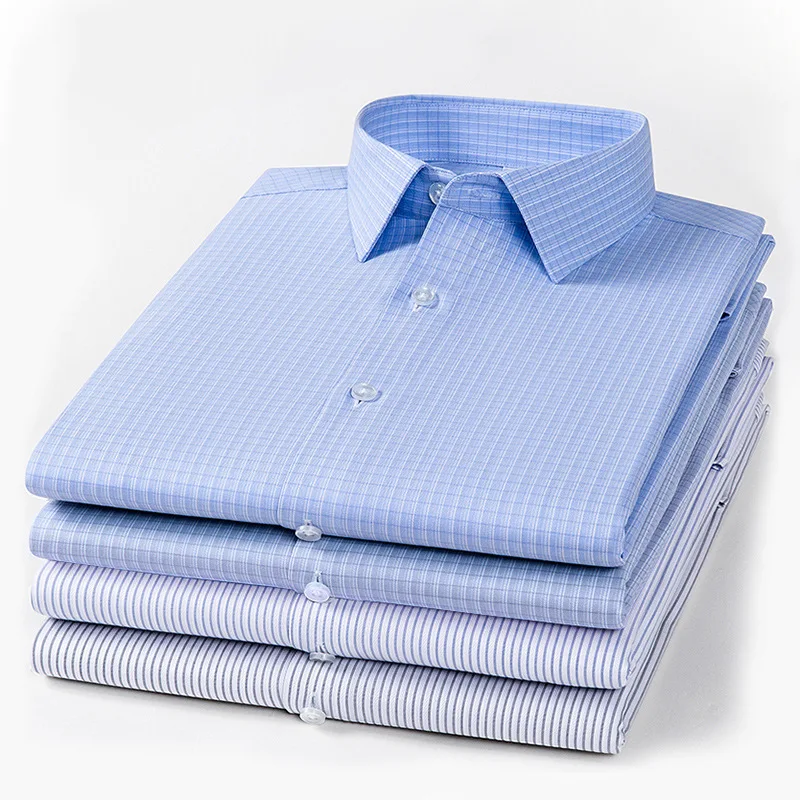 2026 New Men Spring Summer Plaid Shirt Casual Business Long Sleeve